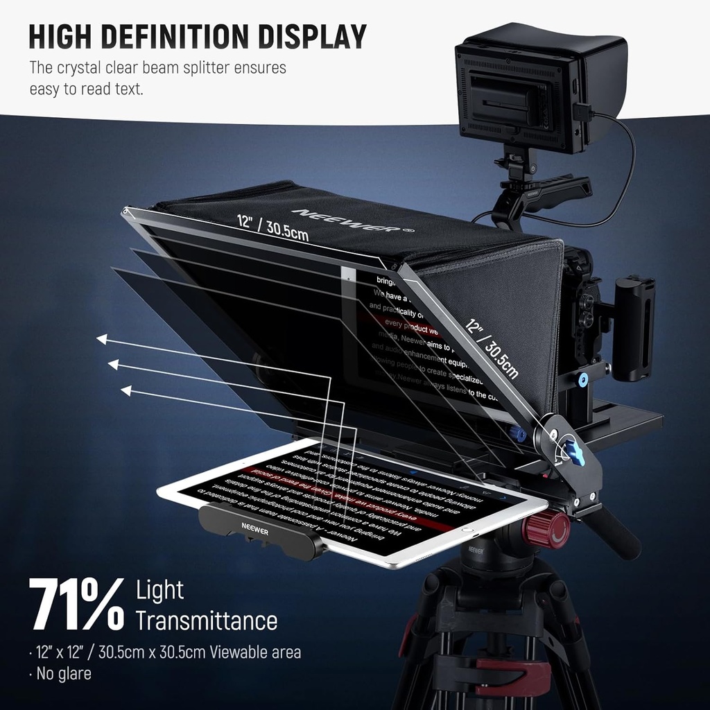 NEEWER X17 II Teleprompter with RT113 Remote/App Control, 17" HD Beam Splitter, Full Metal Frame 10102850