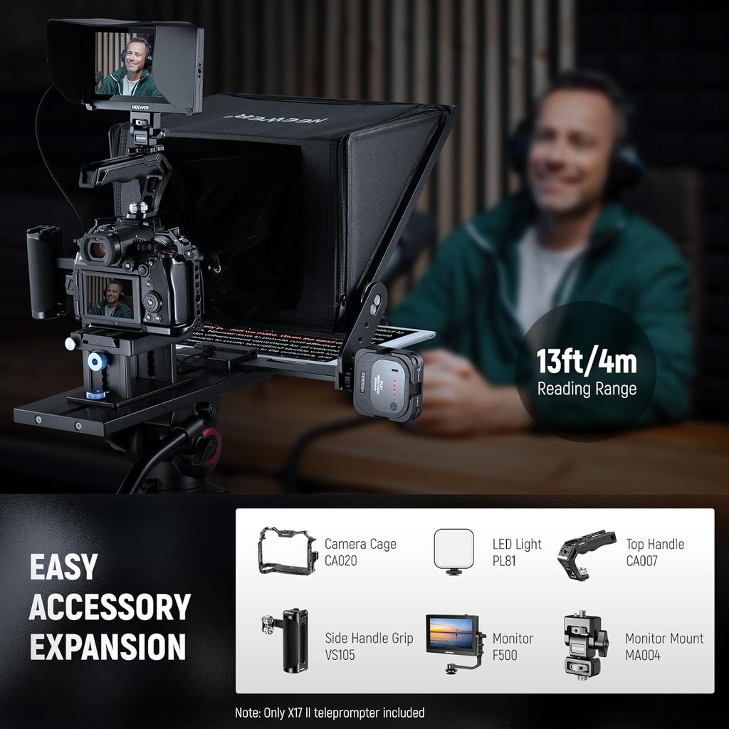 NEEWER X17 II Teleprompter with RT113 Remote/App Control, 17" HD Beam Splitter, Full Metal Frame 10102850