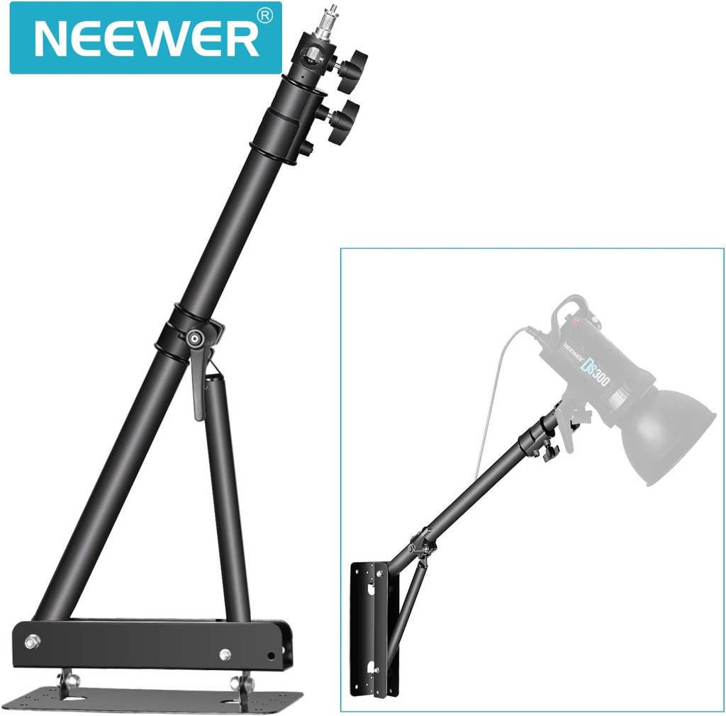 Neewer Wall Mounting Triangle Boom Arm for Ring Light, Monolight, Softbox, Reflector, Umbrella, and Photography Strobe Light, Support 180 Degree Rotation, Max Length 4.3 feet/130cm (10092981)