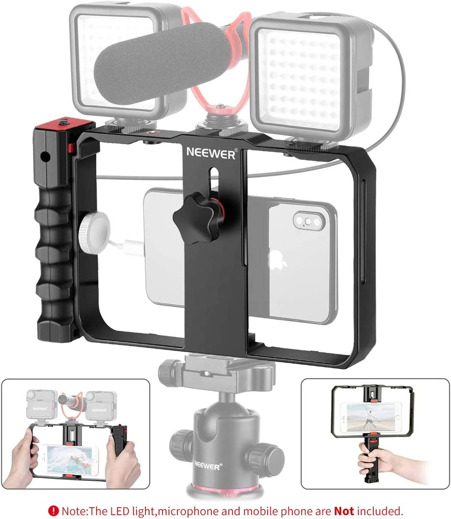 NEEWER Plastic U Rig Smartphone Video Rig, Filmmaking Cage, Phone Stabilizer Grip Tripod Mount for Videomaker Filmmaker (10094746)