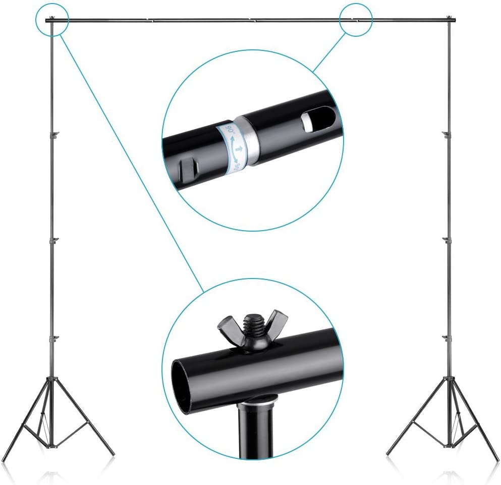 Neewer 8.5ft X 10ft/2.6M X 3M Background Stand Support System with 6ft X 9ft/1.8M X 2.8M Backdrop(White,Black,Green) for Portrait,Product Photography and Video Shooting (10086005)