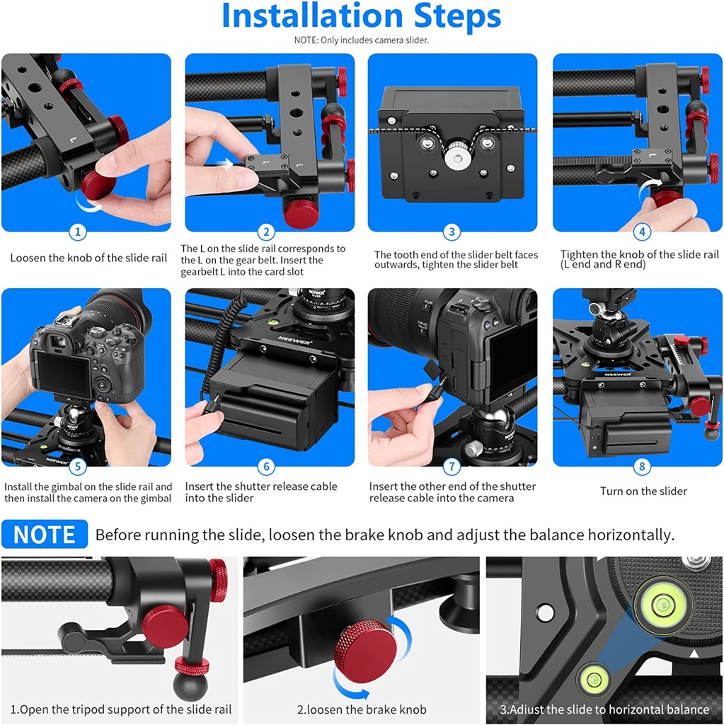 NEEWER ER1 Motorized Carbon Fiber Camera Slider - NEEWER