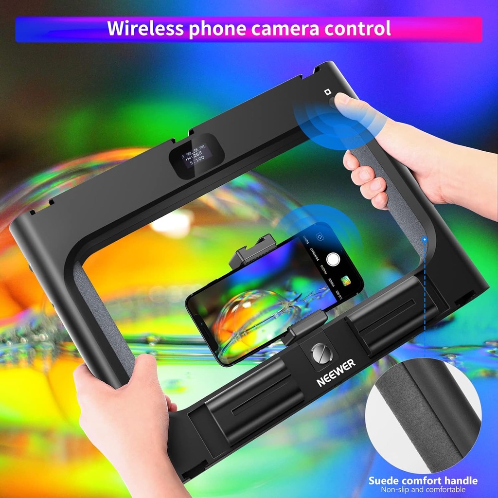 Neewer RGB LED Ring Light Selfie Light, 360° Full Color, Smartphone Video Rig & Phone Video Stabilizer 10100582