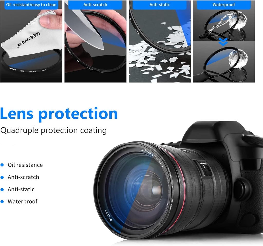 NEEWER 58mm MRC UV Protection Filter 30 Layers Nano Multi-Resistant 10100214