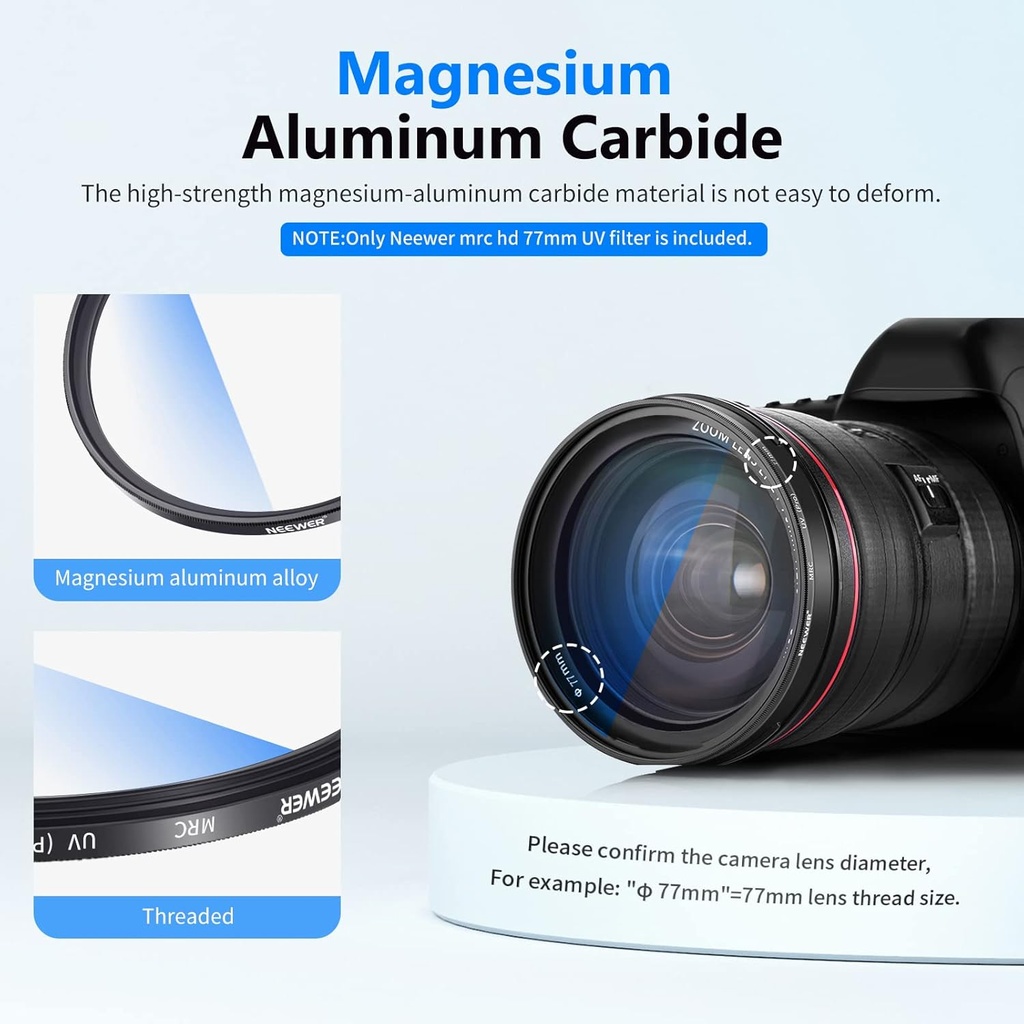 NEEWER 77 mm UV Protection Filter, High Definition/30 Layers of Multi-Layer Coating 10100217
