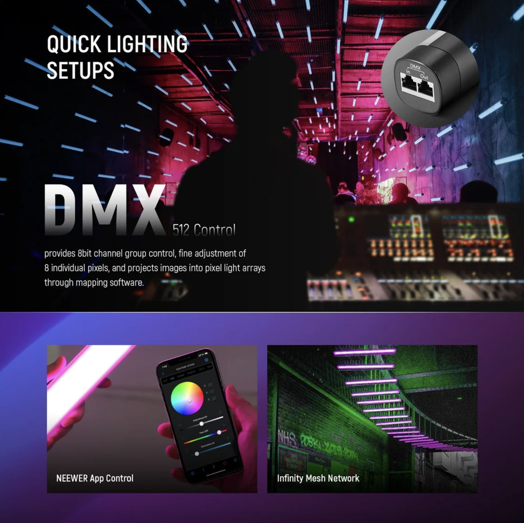 NEEWER TL60 RGB Tube Light Stick  Full Color RGBWW Handheld LED Video Lighting Wand 10102933