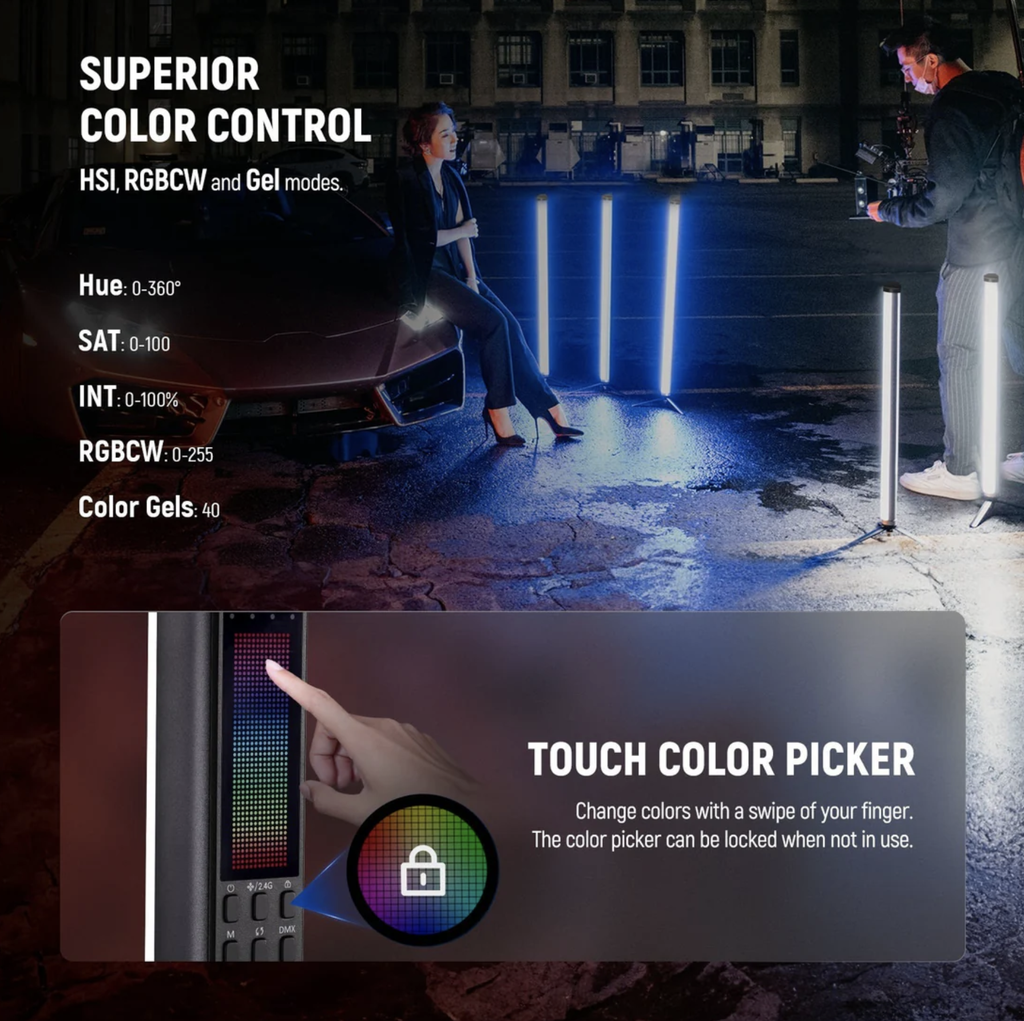 NEEWER TL60 RGB Tube Light Stick  Full Color RGBWW Handheld LED Video Lighting Wand 10102933