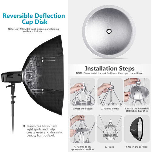 Neewer Octagon Quick Collapsible Softbox with Bowens Mount and Grid 90cm 10096354