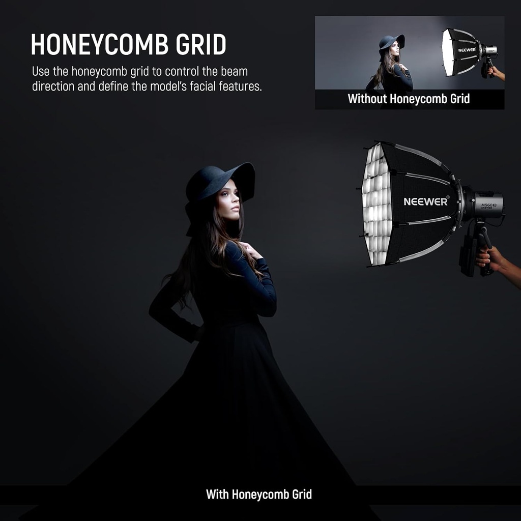 NEEWER 45cm Octagon Softbox Bowens Mount, Quick Folding Quick Set Up with Diffusers/Grid 10102478