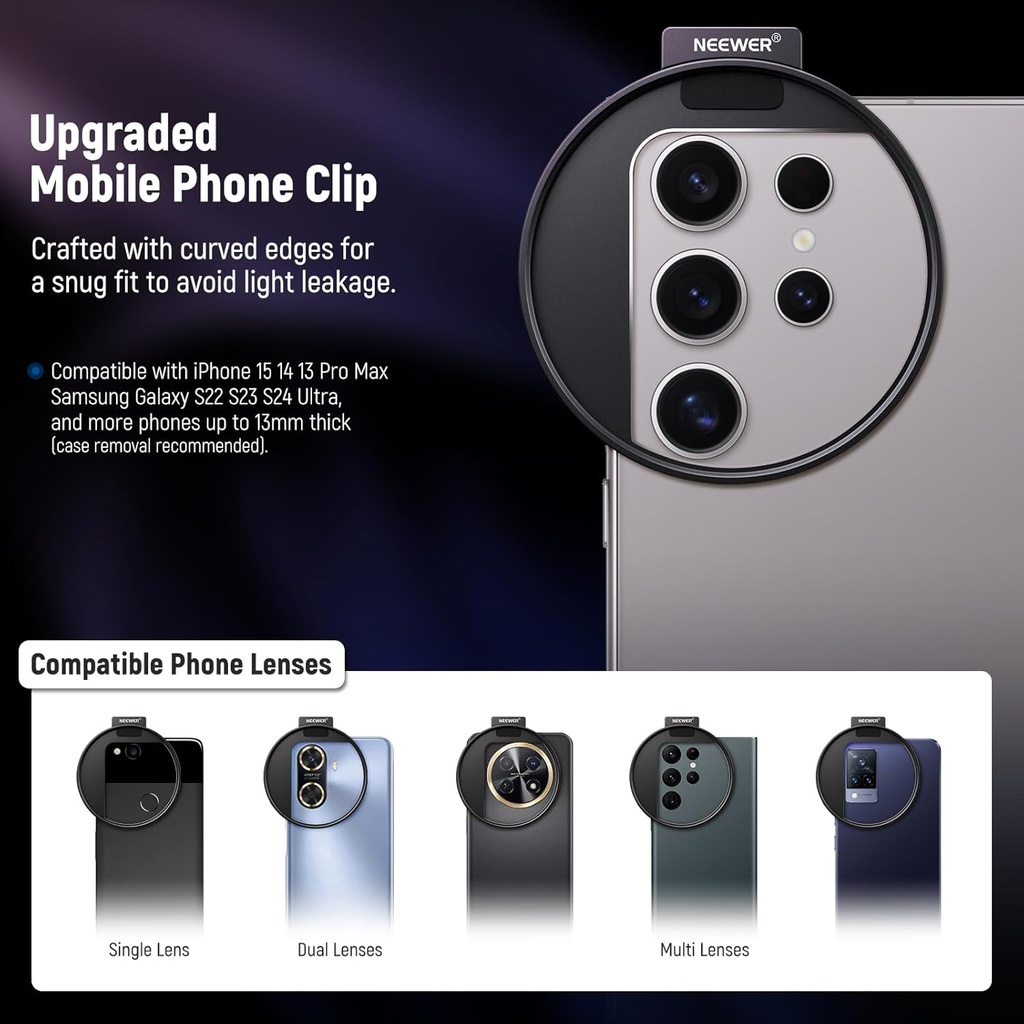 NEEWER Clip On 67mm ND Phone Filter Kit, Optical Glasses & Polymer Safety Filter Film 10104079