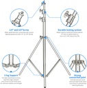 NEEWER 118"/3m Stainless Steel Light Stand, Spring Cushioned Heavy Duty Photography Tripod Stand with 1/4” to 3/8” Universal Screw Adapter for Strobe, LED Video Light, Ring Light, Monolight, Softbox (10097832)