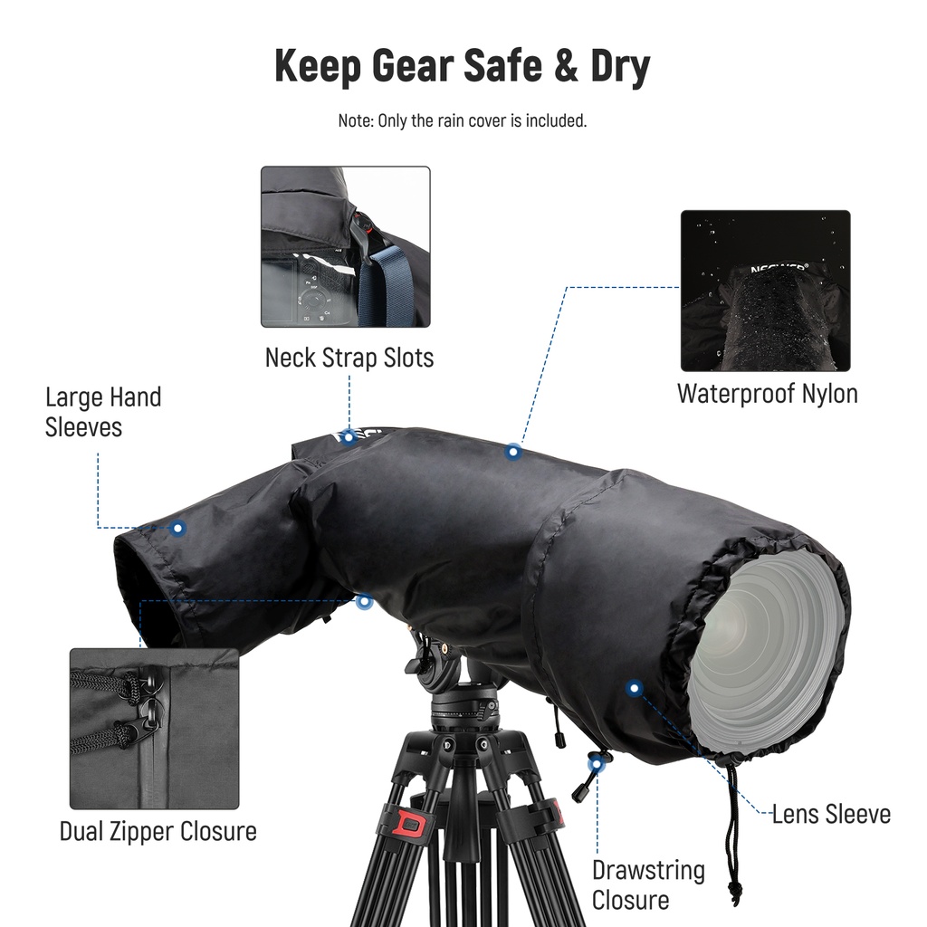 NEEWER Camera Rain Cover, Large Size Durable Nylon Raincoat for Canon Nikon Sony 10102043