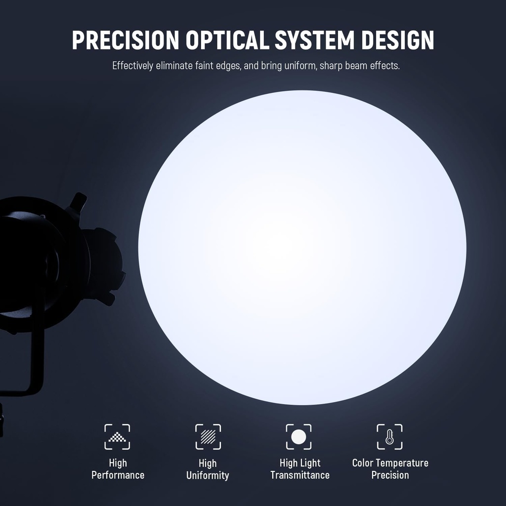 NEEWER Spotlight Snoot with 20° Projection Lens, Adjustable Focus, 16 Metal Gobos 5 Color Gels, Bag 90100759