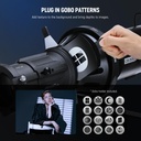 NEEWER Spotlight Snoot with 20° Projection Lens, Adjustable Focus, 16 Metal Gobos 5 Color Gels, Bag 90100759
