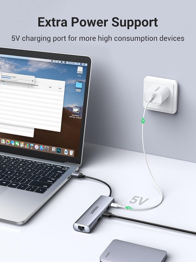 UGREEN 60812 - USB 3.0 Ethernet Adapter Hub with RJ45