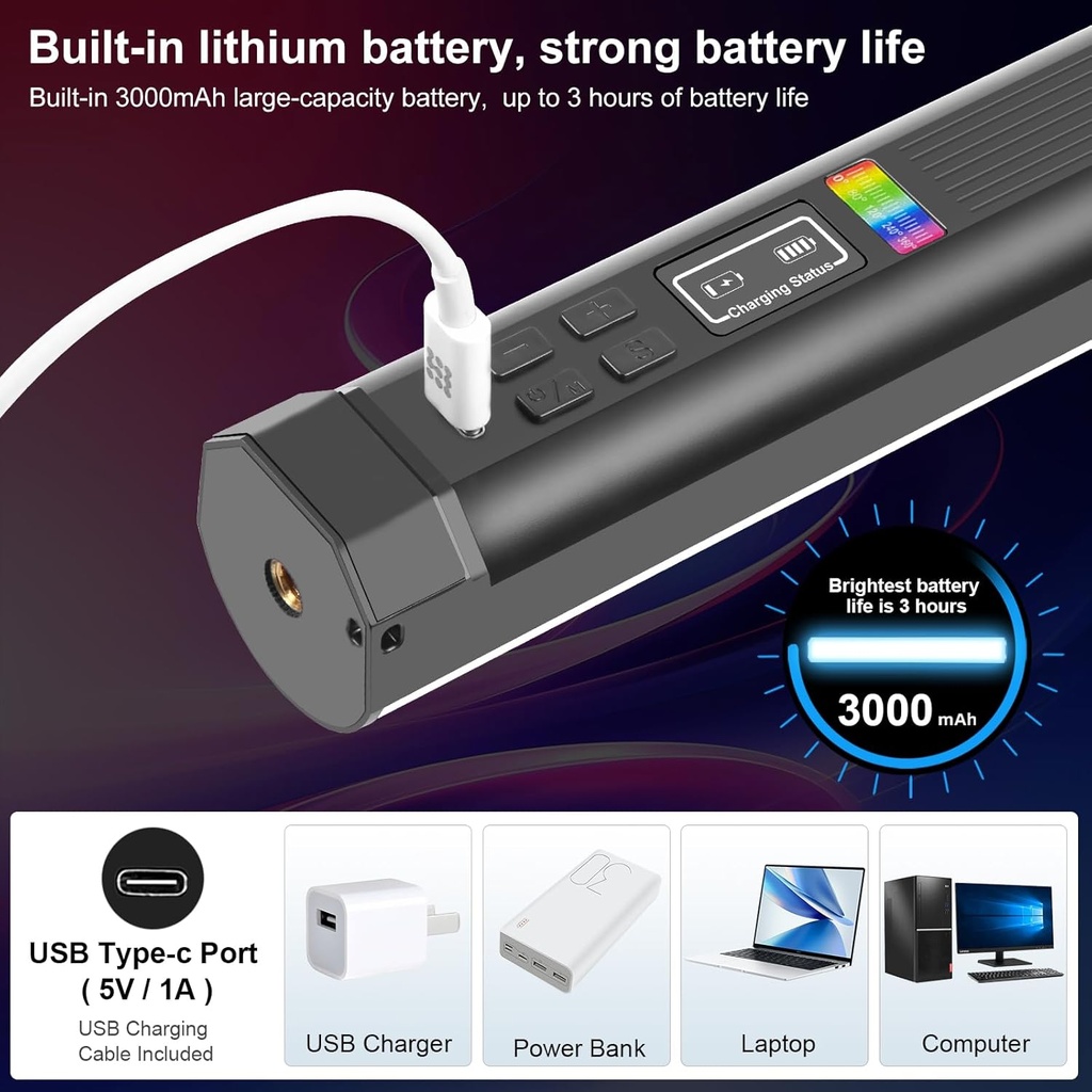 Puluz PU4139 30cm Photo Handheld Full Color RGB Stick Light Magnetic LED Fill Light