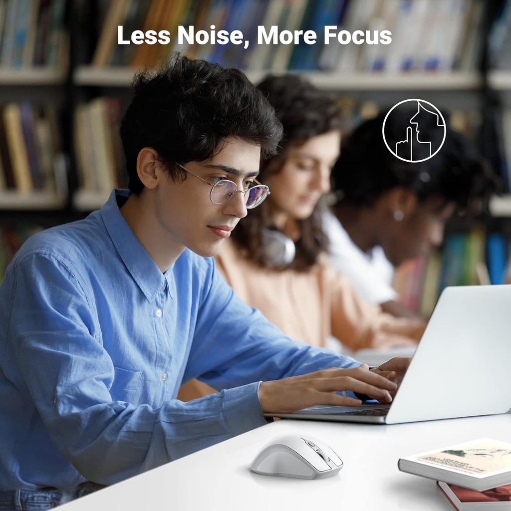 UGREEN 15805 Wireless Mouse, Ergonomic Bluetooth 5.0 Mouse for Laptop, 2.4G Cordless Mouse with USB Receiver