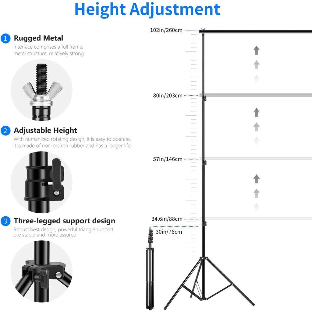 Neewer® Background Stand Support System 2.6M x 3M/8.5ft x 10ft Kit with Carrying Case for Muslins Backdrops,Paper and Canvas (10085944)