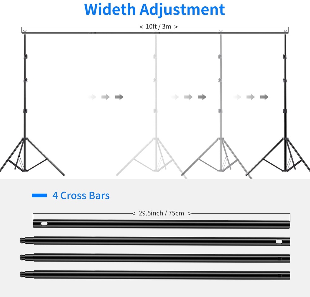 Neewer® Background Stand Support System 2.6M x 3M/8.5ft x 10ft Kit with Carrying Case for Muslins Backdrops,Paper and Canvas (10085944)