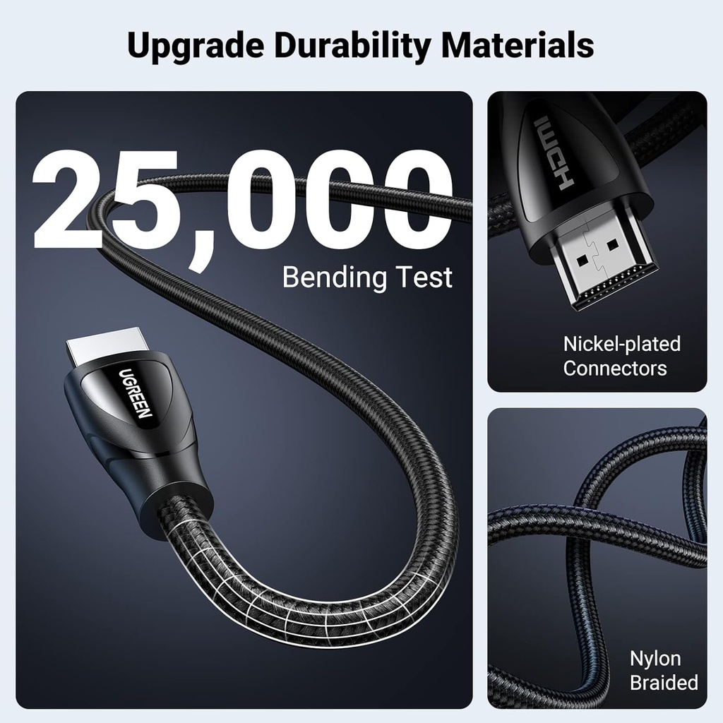UGREEN 80404 - 8K HDMI Cable 2.1 , 48Gbps Ultra High Speed Braided HDMI Cord 8K@60Hz 4K@240Hz, HDR10, 3M