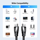 UGREEN 80404 - 8K HDMI Cable 2.1 , 48Gbps Ultra High Speed Braided HDMI Cord 8K@60Hz 4K@240Hz, HDR10, 3M