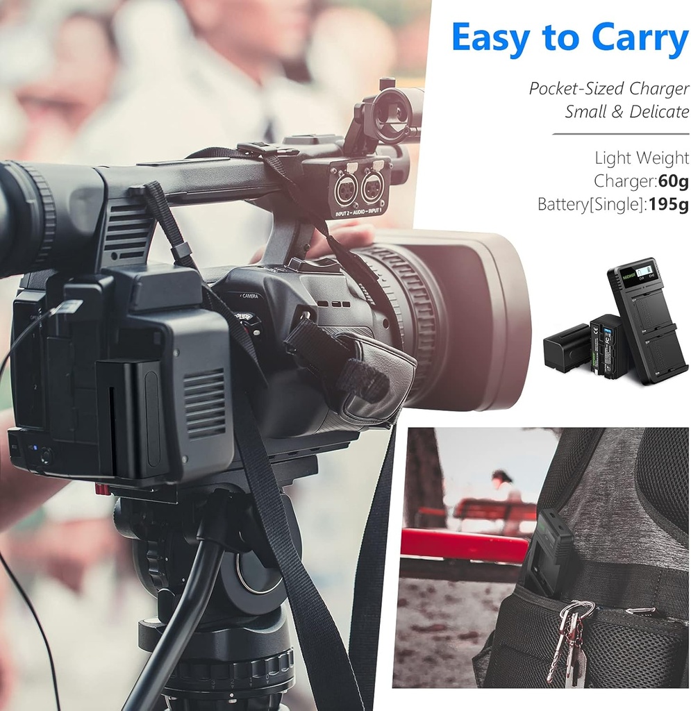 Neewer Fast Charger Dual USB with NP-F750 2-Pack 5600mAh Li-ion Replacement Batteries