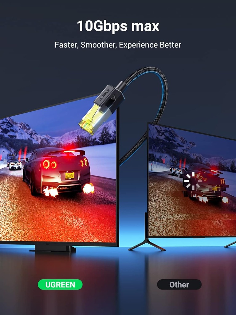 UGREEN 30791 - Cat 7 Ethernet Cable Braided Pure Copper 10m (Black)