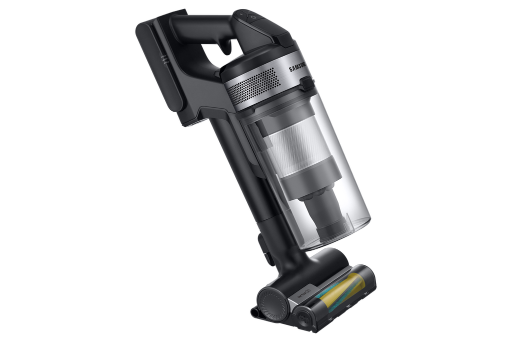 Samsung Vacuum VS15A60AGR5/ML (Digital Inverter Motor, 150W suction power, Multi Cyclone system, Fine Dust Filter, Detachable battery, 40 min run time, Washable dustbin, Wall-mounted charger, Lightweight 2.16kg, Multiple accessories, Black Chrometal finish, LED charge indicator)