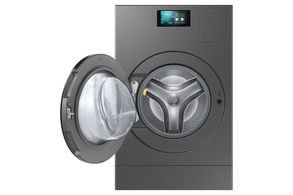 غسالة ونشافة سامسونج WD18DB8995BZT2 (سعة غسيل 18.0 كجم، سعة تجفيف 11.0 كجم، AI Wash & Dry، بخار، تقنية VRT+، سرعة دوران 1000 دورة في الدقيقة، شاشة LCD تعمل باللمس 7 بوصات، تحكم ذكي، اتصال WiFi، دورة Eco 40-60)