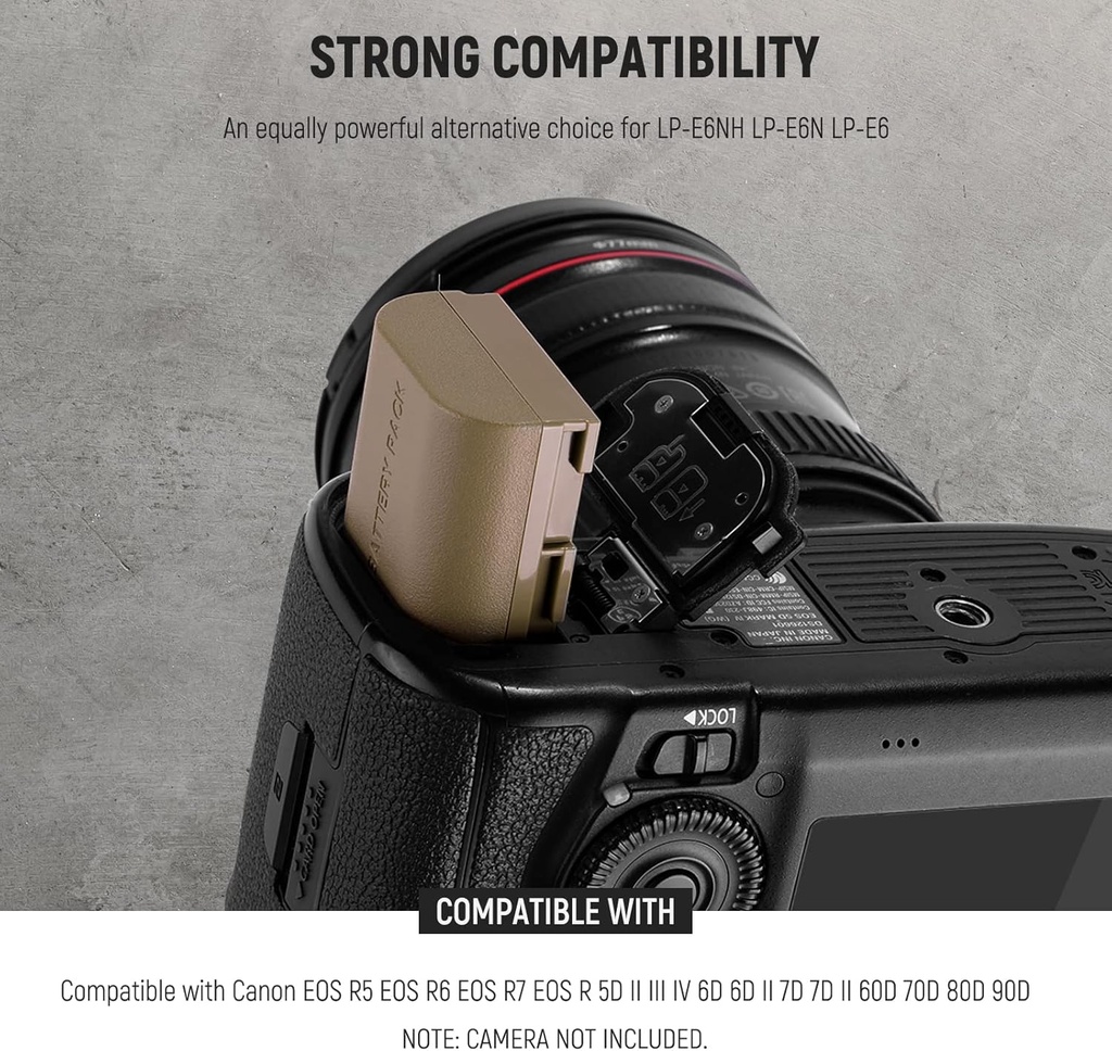 NEEWER Rechargeable Camera Battery with USB Charging Cable Type C, LP-E6NH