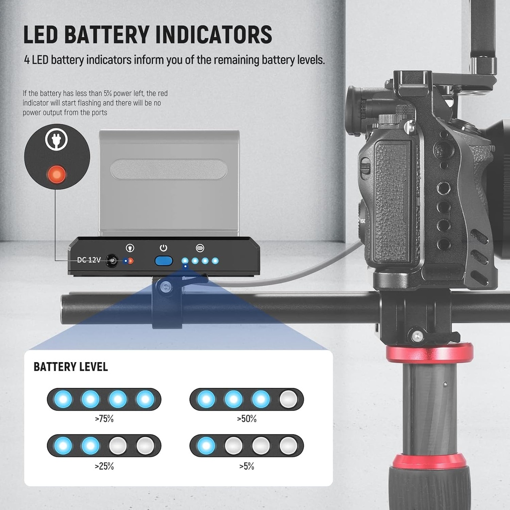 NEEWER NP-F Battery Adapter Plate for DSLR & Mirrorless Cameras, with LED Power Indicators 10101620