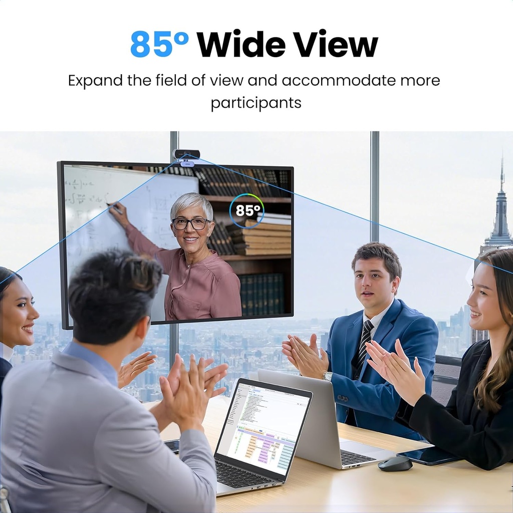 UGREEN 15728 - 1080P Webcam with Microphone, Full HD USB Web Camera, Adjustable FOV, Noise-Canceling, Plug and Play