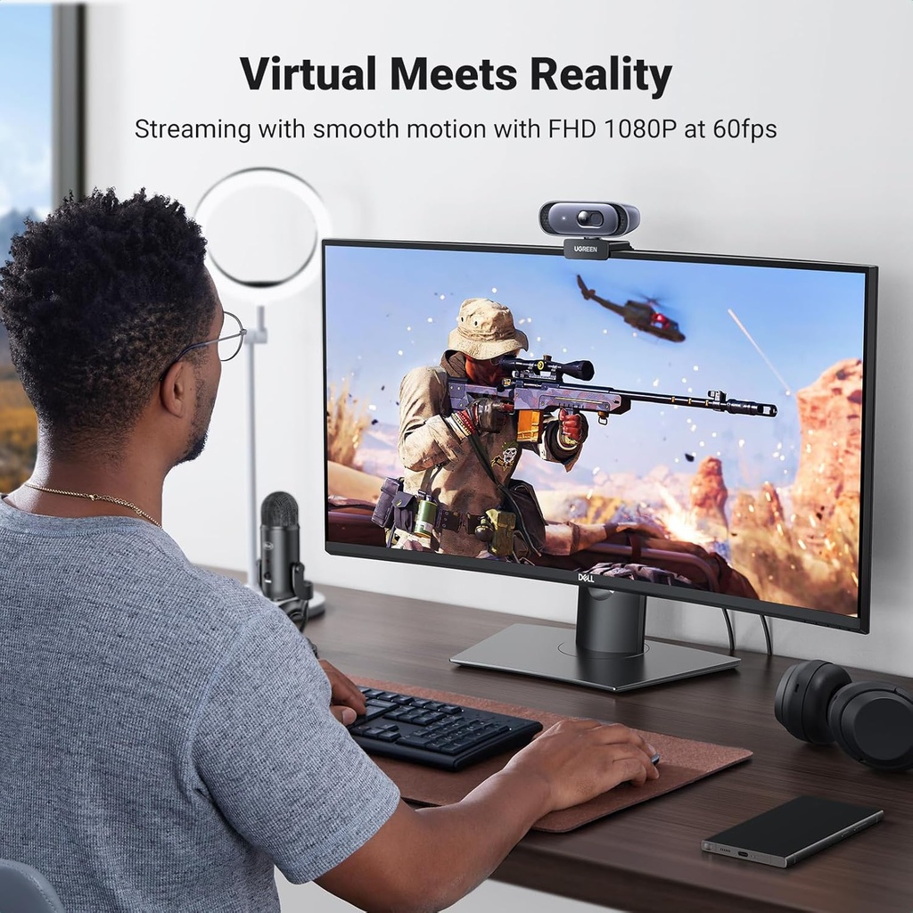 UGREEN 35626 - 2K Webcam for PC, Full HD 1080p/60fps WebCam, Auto Focus