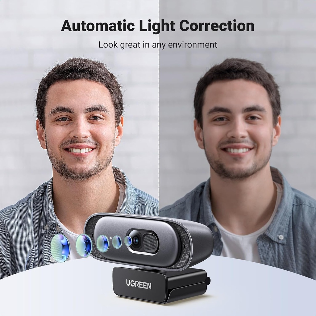 UGREEN 35626 - 2K Webcam for PC, Full HD 1080p/60fps WebCam, Auto Focus