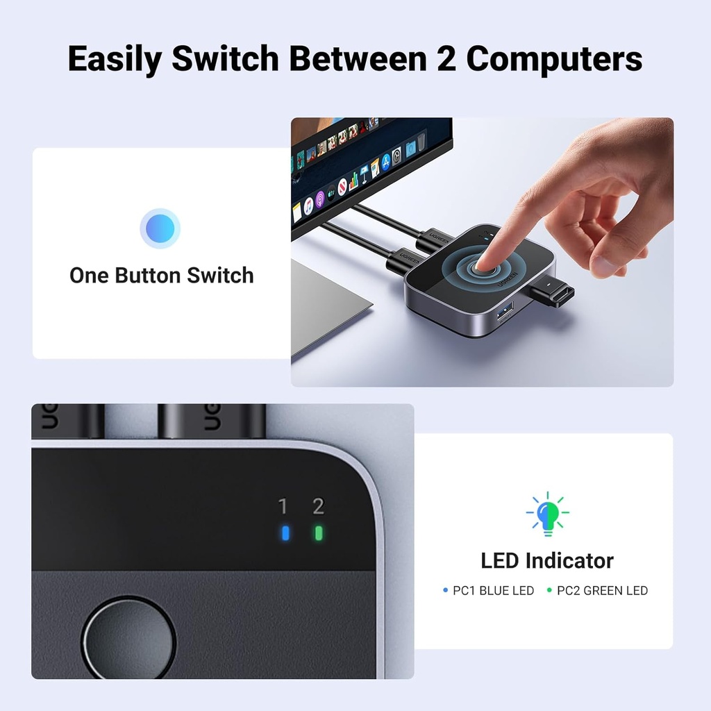 UGREEN 35313 - USB 3.0 Switch 2 in 2 Out, USB Switcher 2 Computers