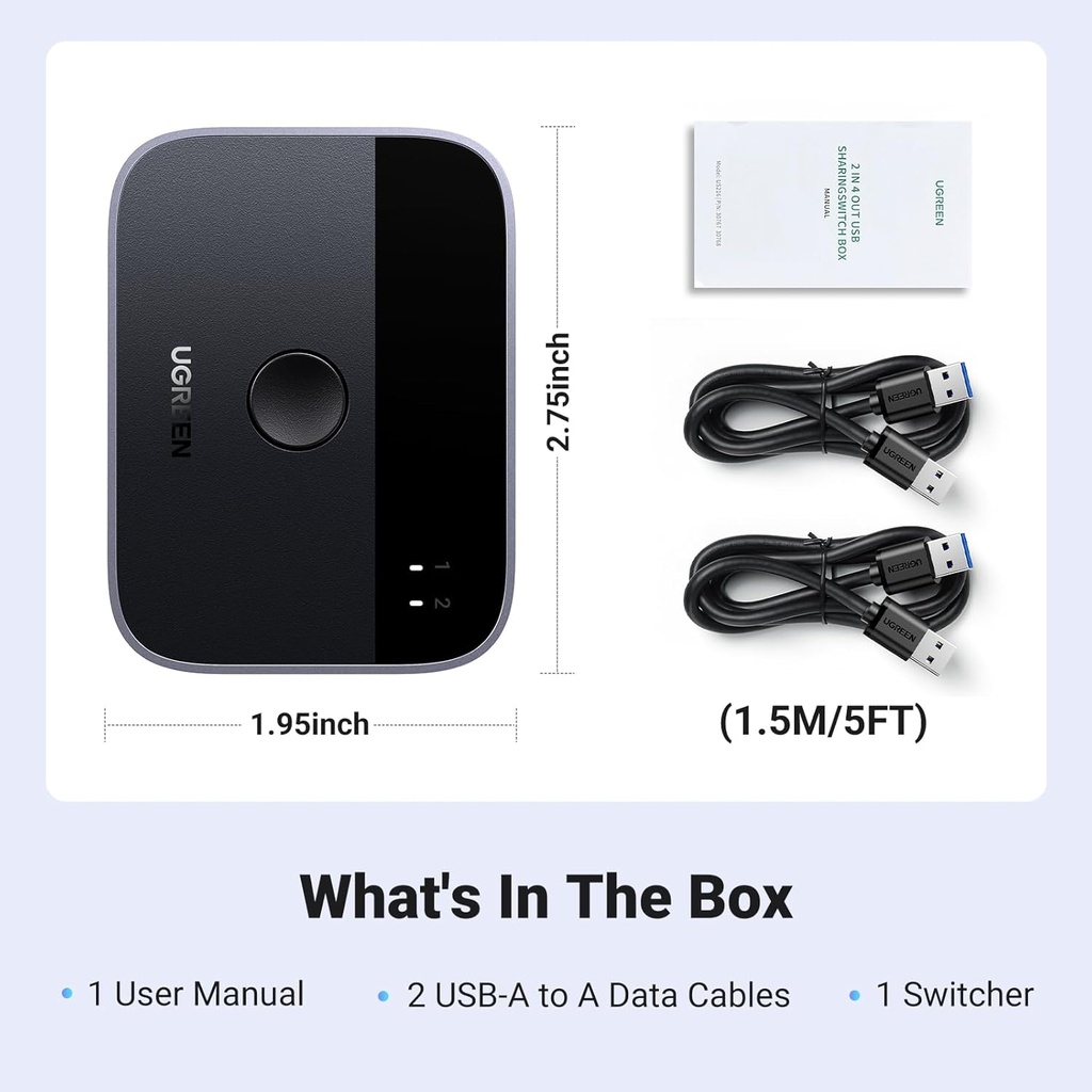 UGREEN 35313 - USB 3.0 Switch 2 in 2 Out, USB Switcher 2 Computers