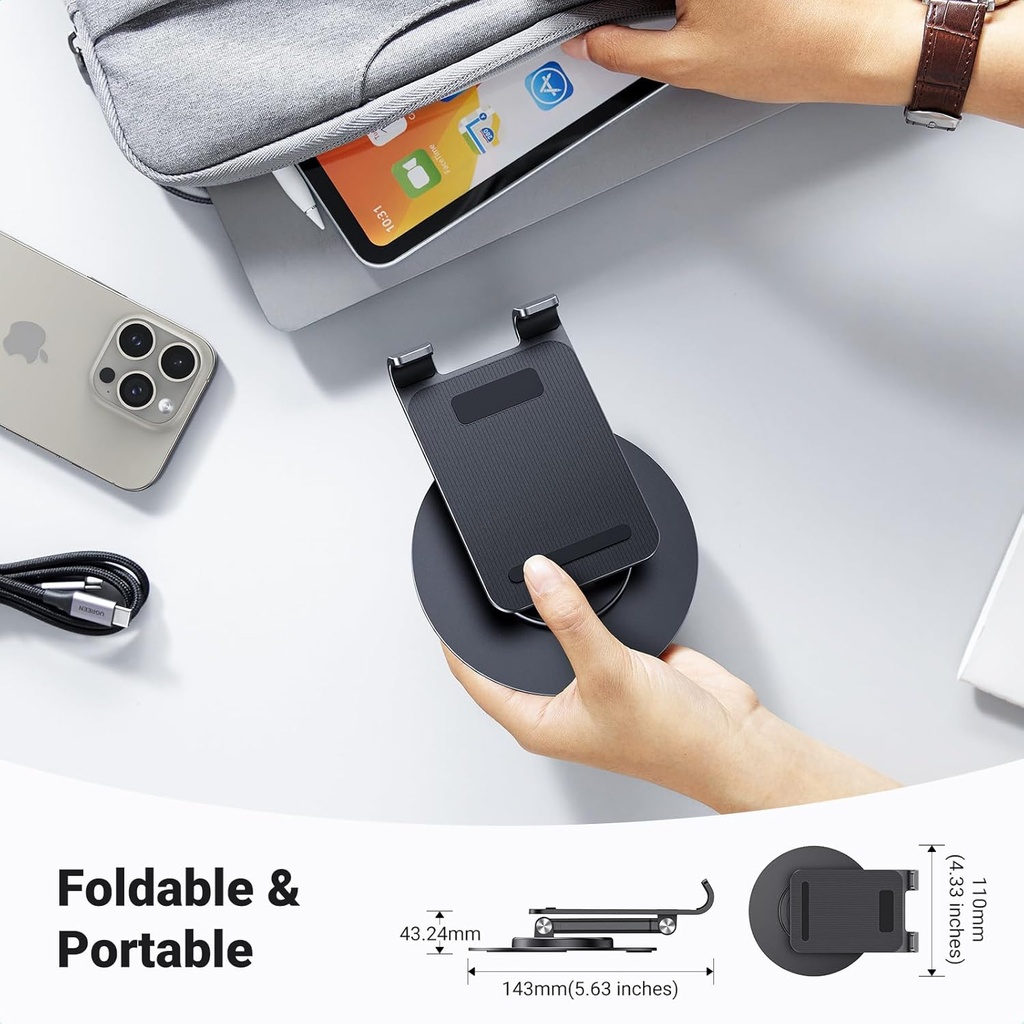 UGREEN 35152 - Phone Stand iPhone Desk Holder Swivel 360° Rotating Base Adjustable Height