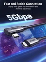 UGREEN 90629 - UGREEN Right Angle USB-C to USB-C Link Cable 5m (Black)