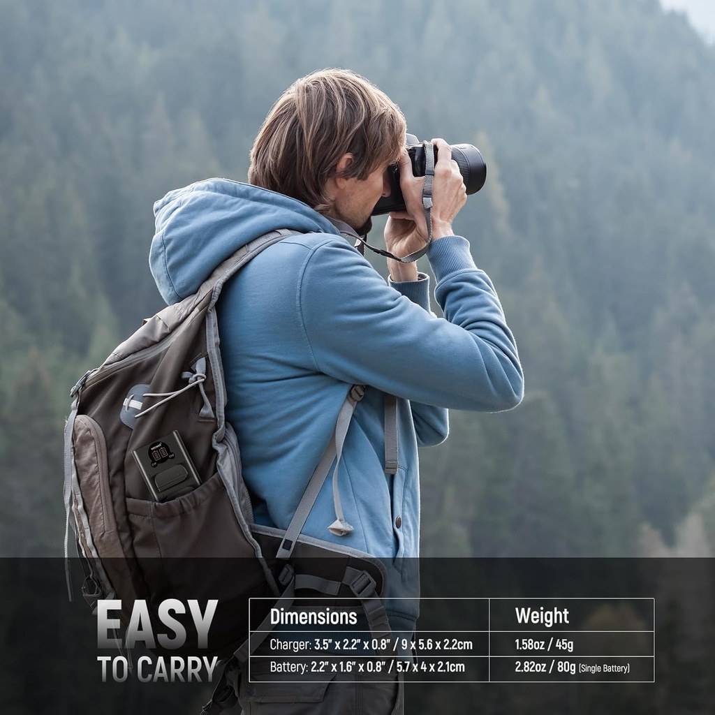 NEEWER DMW-BLK22 Replacement Battery and Charger Set, 2 Pack 2400 mAh Batteries and Type C Dual Channel USB Charger 10102335