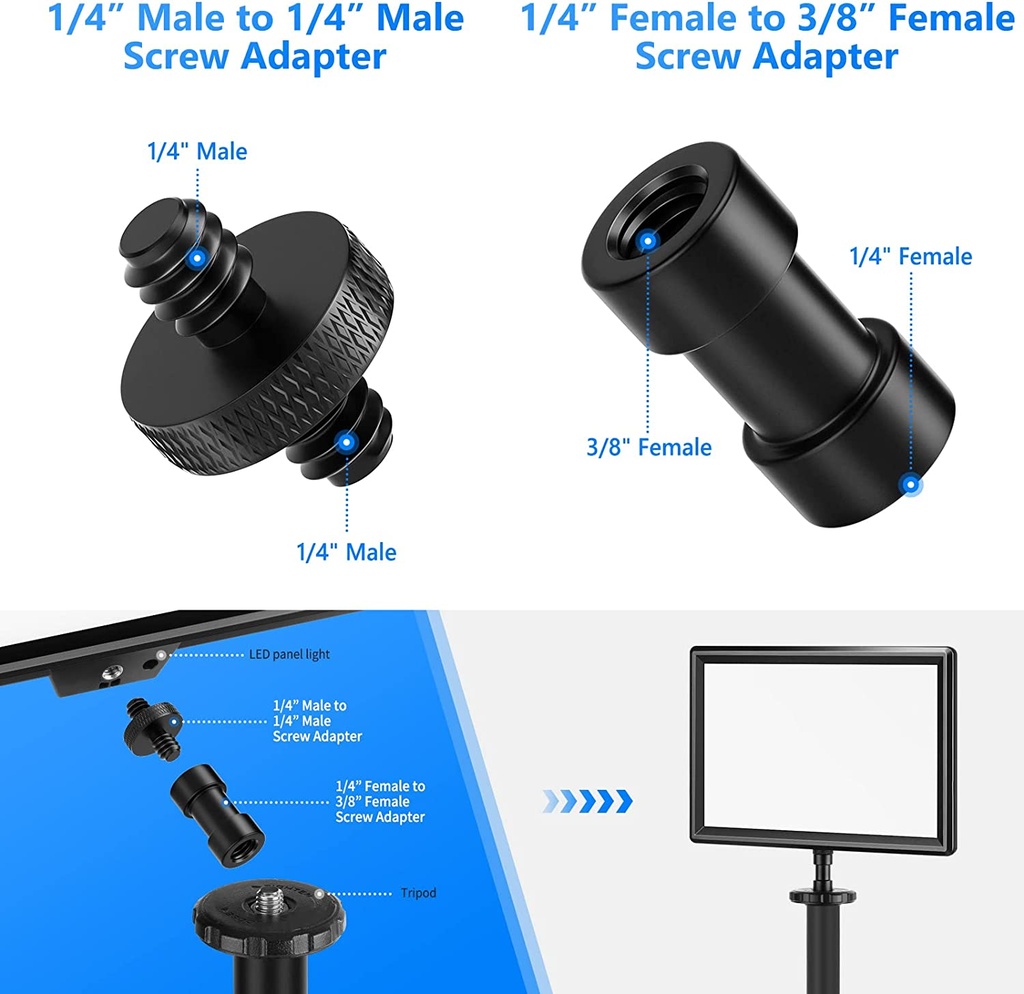 Neewer Camera Screw Adapter, 22 Pieces 1/4” to 1/4” and 1/4” to 3/8” Tripod Mount Screw Adapter Converter Set for Camera Mount, Monopod, Ball Head, Flash Light Stand, Tripod — ST29 (10100393)