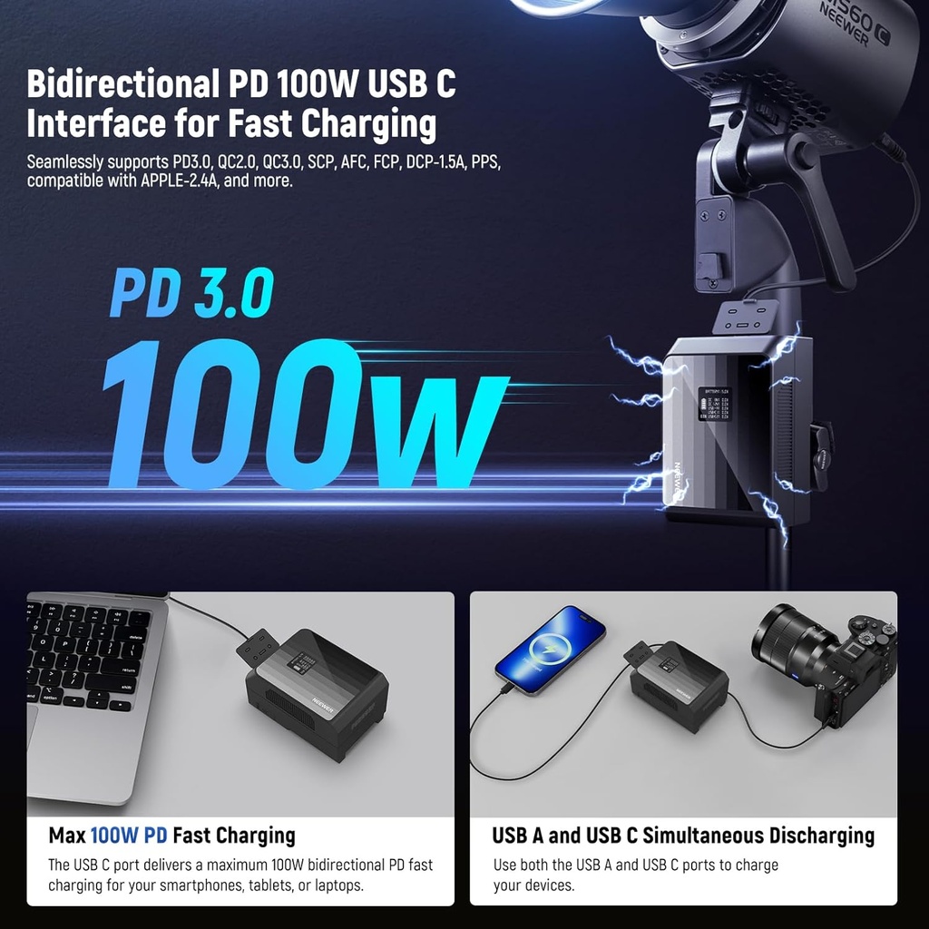 NEEWER Mini V Mount Battery PS099EP, 6800mAh 99Wh 14.5V V Lock Battery 10103493