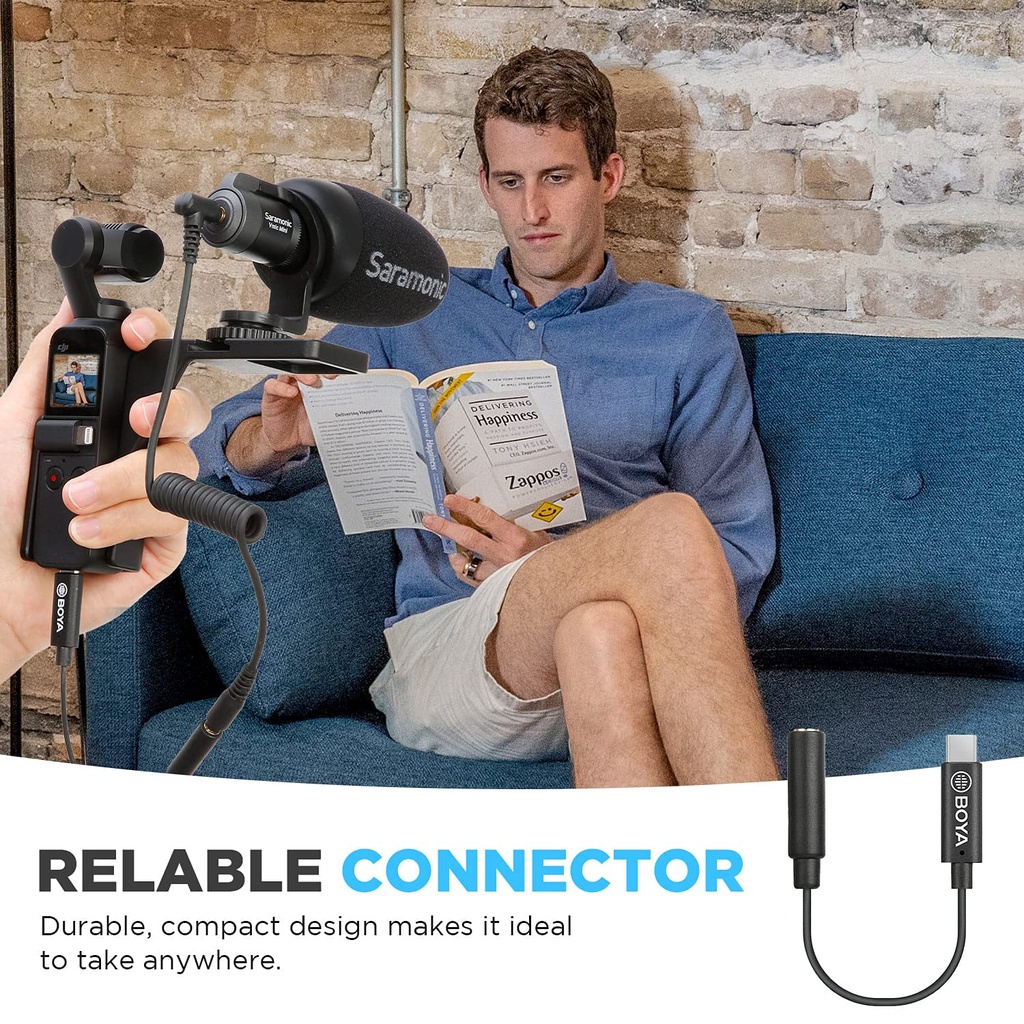 BOYA BY-K6 DJI Osmo Pocket Microphone  Adapter USB C to 3.5mm TRS