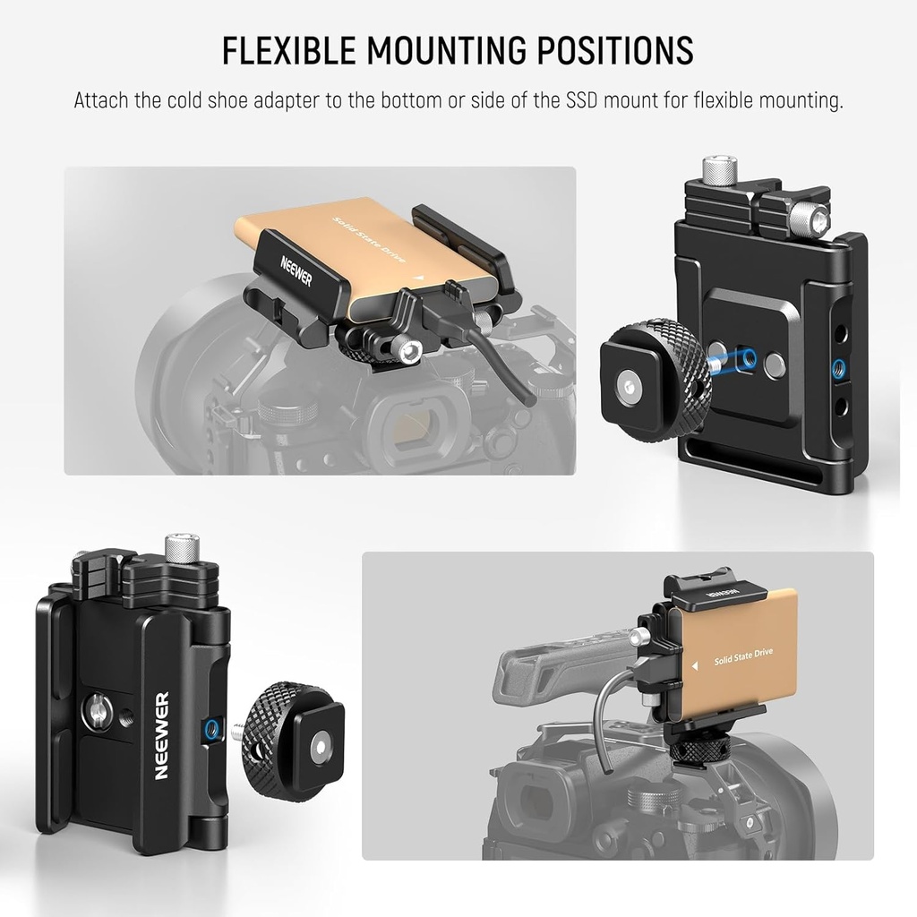 NEEWER Mount Bracket SSD Holder with Cold Shoe Cable Clamp