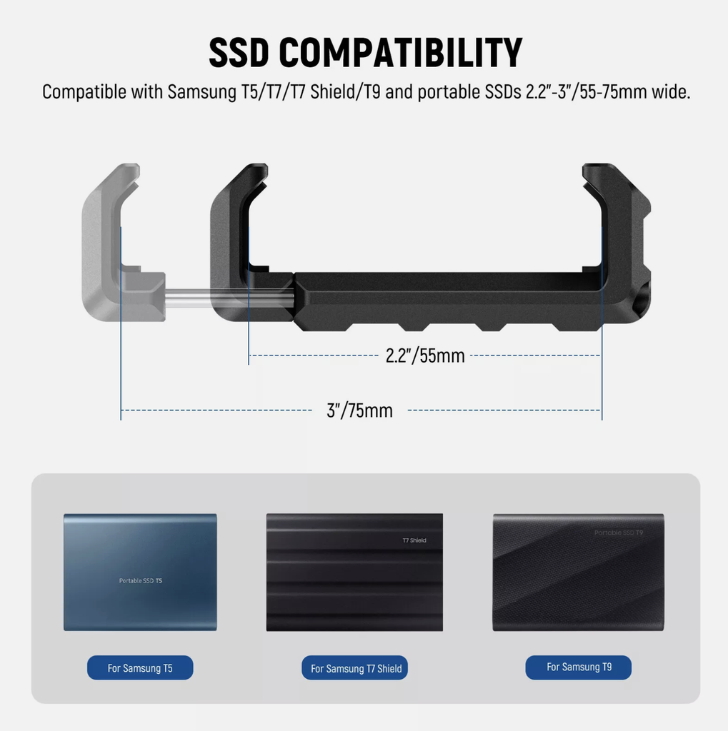 NEEWER T5 T7 T9 SSD Holder Mount Bracket for iPhone 15Pro Max Samsung Phone Cage 10103949