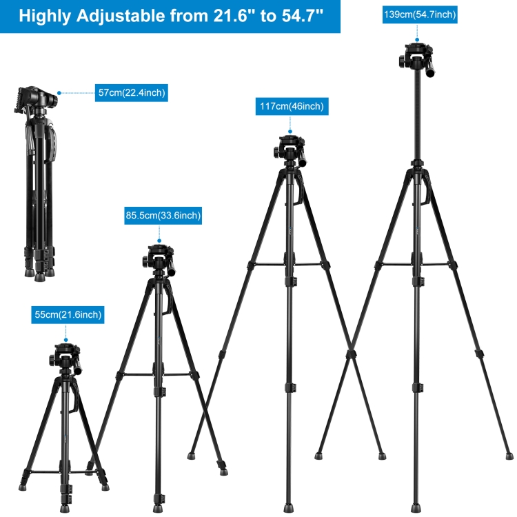 Puluz Tripod PU3096B / Tripod with 3D 360° head + phone holder