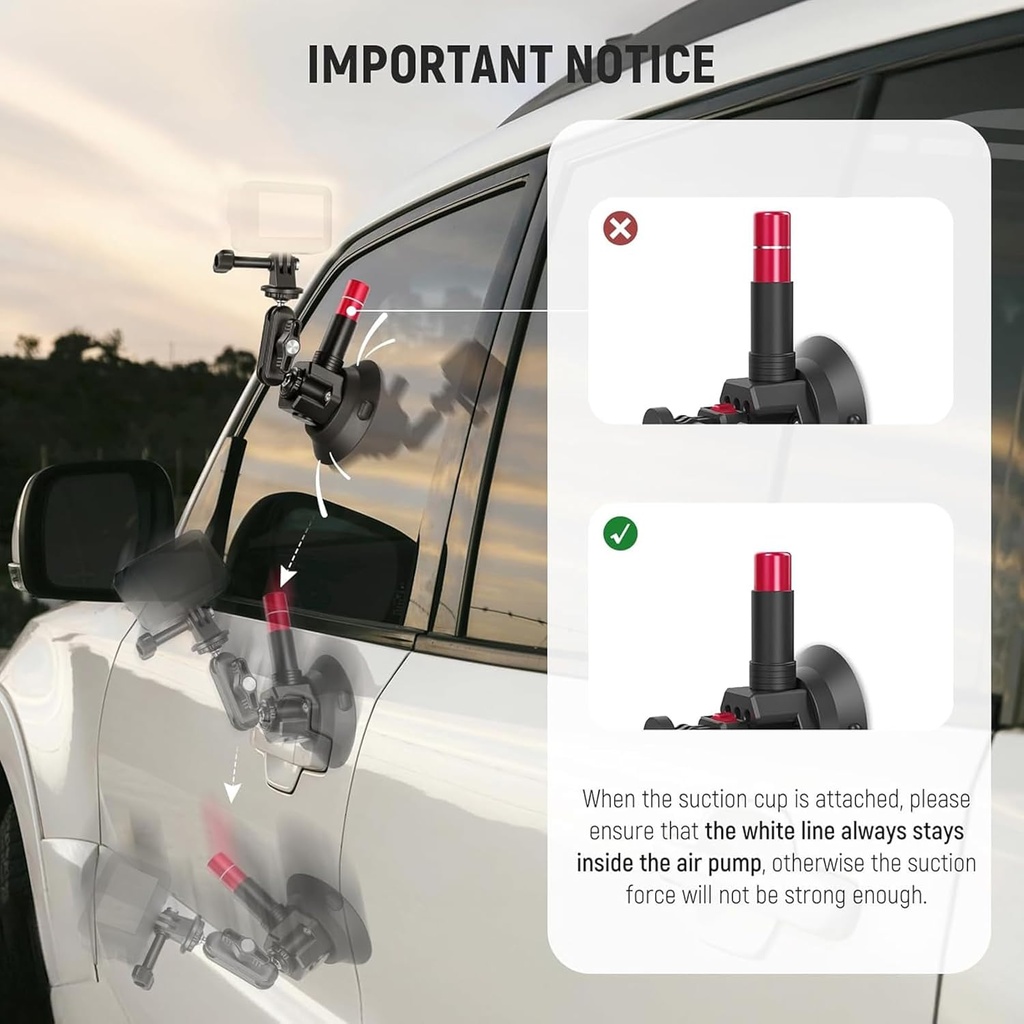 NEEWER Triple Suction Cup Car Mount Kit with 2in1 Extension Pole/Selfie Stick 10103631