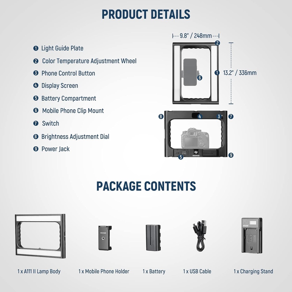 NEEWER A111 II Smartphone Video Rig with Light Kit, Support Vertical Shoot 10102073