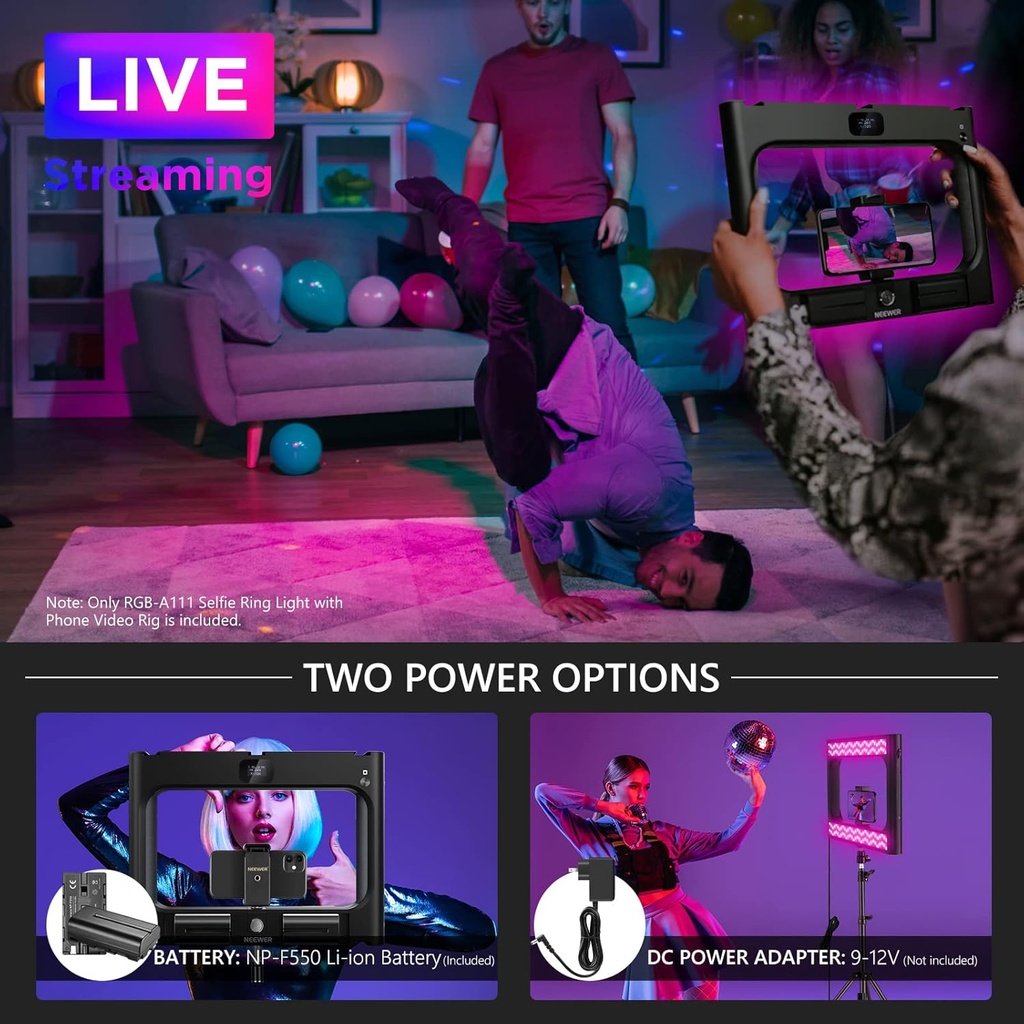 Neewer RGB LED Ring Light Selfie Light, 360° Full Color, Smartphone Video Rig & Phone Video Stabilizer 10100582