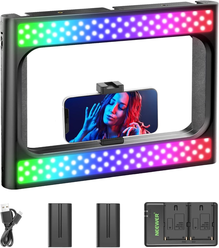 Neewer RGB LED Ring Light Selfie Light, 360° Full Color, Smartphone Video Rig & Phone Video Stabilizer 10100582