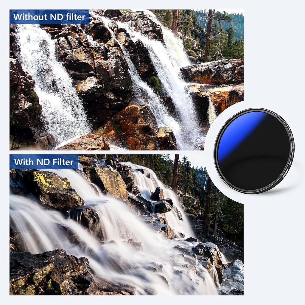 NEEWER 58mm MRC Variable ND Filter ND2-ND400, Neutral Density Adjustable ND Filter (0.3 to 2.7,1 to 9 Stops) 10100328